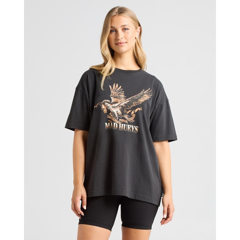 The Mad Hueys FREEDOM HUEYS | WOMENS OVERSIZED SS TEE VINTAGE BLACK XS