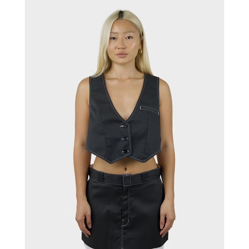 Dickies Del Rio Contrast Cropped Vest GRAPHITE-WHITE XS