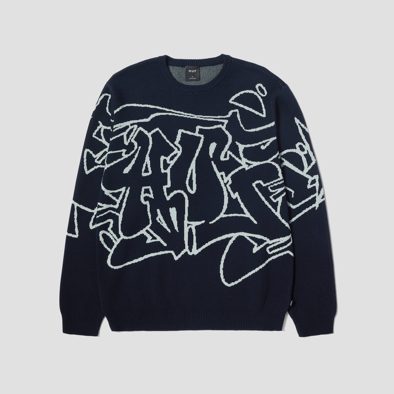 HUF Outlines Crewneck Sweater Navy Small