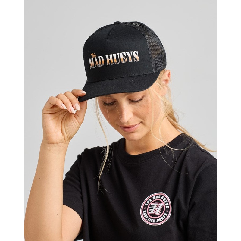 The Mad Hueys FREEDOM HUEYS | WOMENS TWILL TRUCKER VINTAGE BLACK OSFM