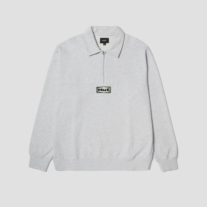 HUF Slate Quarter Zip Fleece Heather Grey Small
