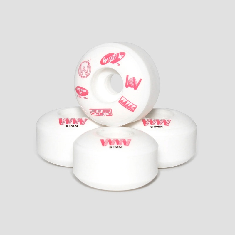 Wayward 51mm 101a Rodrigo TX Funnel Pro Skateboard Wheels White / Pink
