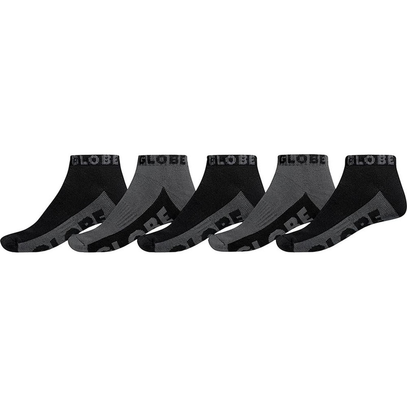 Globe Black/Grey Ankle Socks 5 Pack BLK GRY 7 to 11