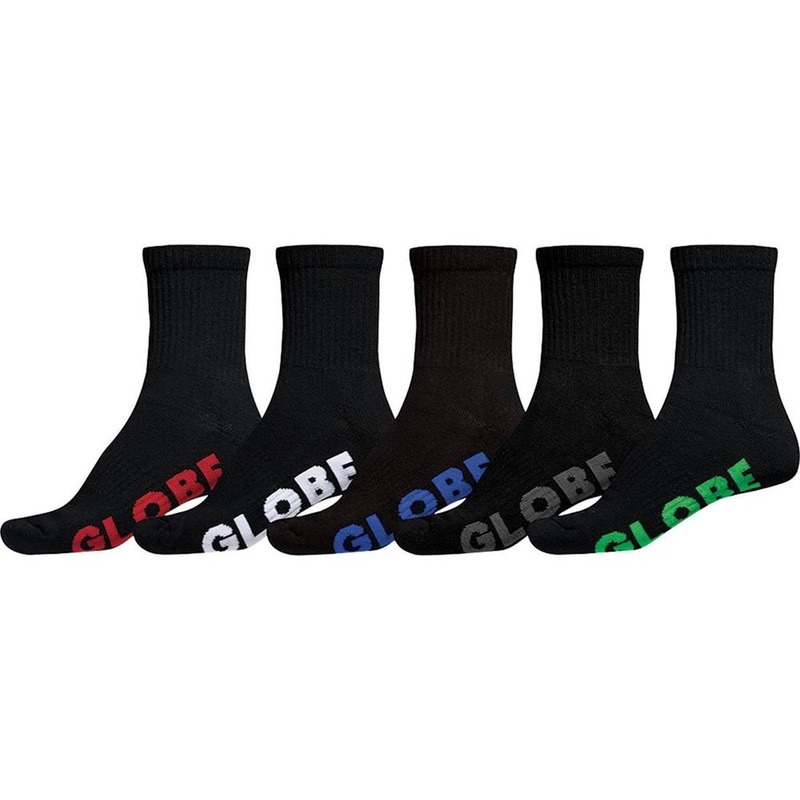 Globe Stealth Crew Socks 5 Pack BLK 7 to 11
