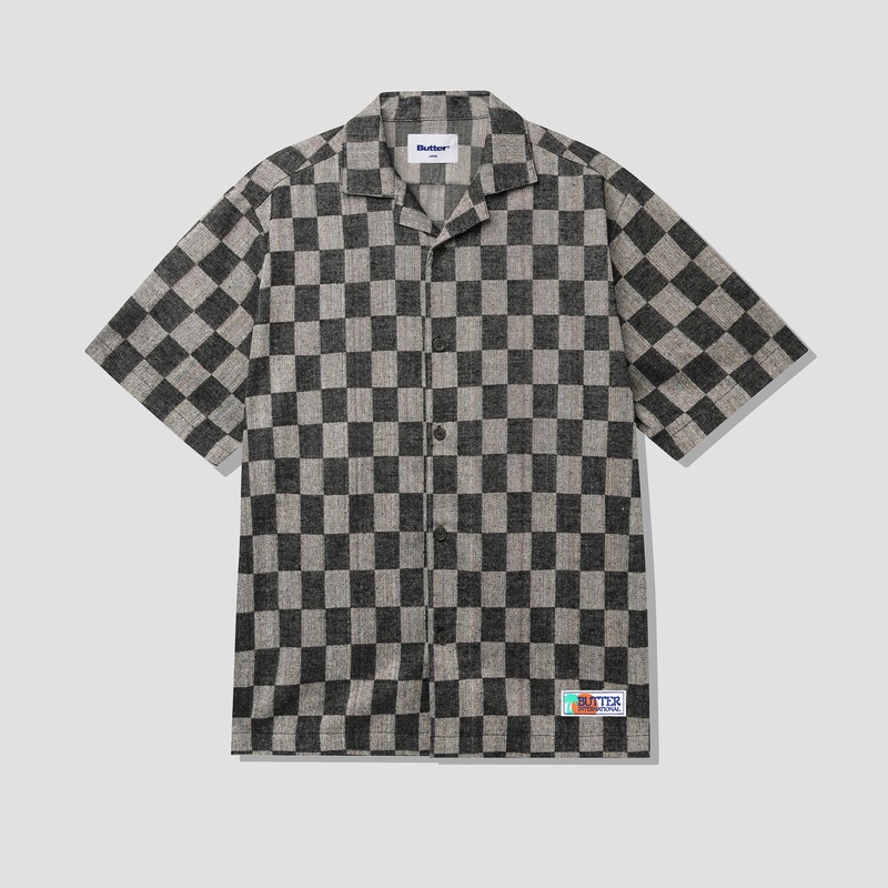 Butter Goods Checker Vacation Short Sleeve Shirt Black Small