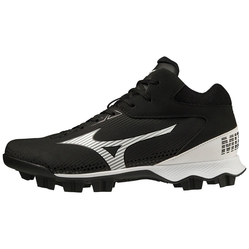 Mizuno Wave Lightrevo Mid TPU Men’s Molded Mid Baseball Cleat 6 Black/White