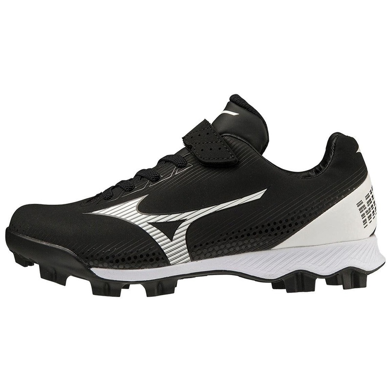 Mizuno Wave Lightrevo Youth Low Molded Rubber Baseball Cleat 10 Black/White