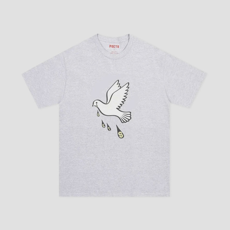 Poets Message Dove T-Shirt Graphite Grey Small