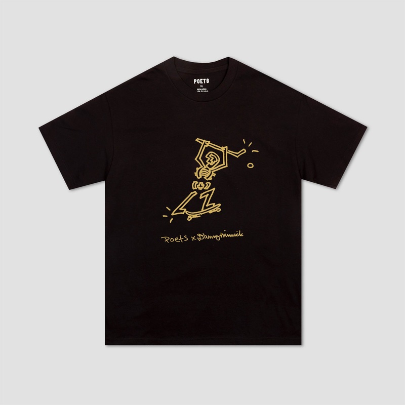 Poets X Danny Minnick T-Shirt Black With Gold Print Medium