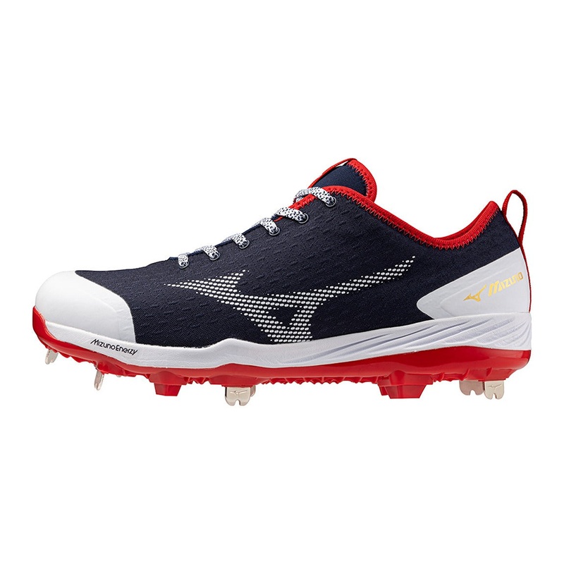 Mizuno Dominant 4 Low Men’s Metal Baseball Cleat 7 Navy/Red