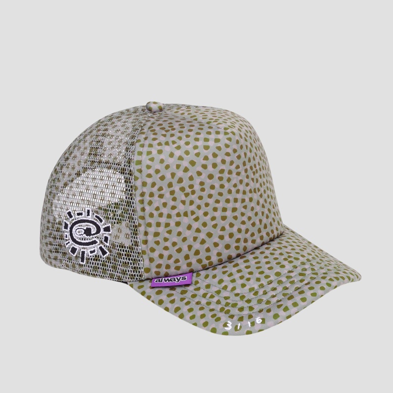 Always Coral Pattern Trucker Cap Green