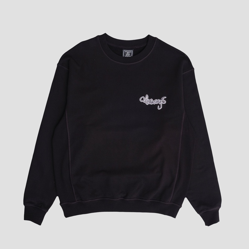 Always Zach Logo Embroiderd Crew Black Small