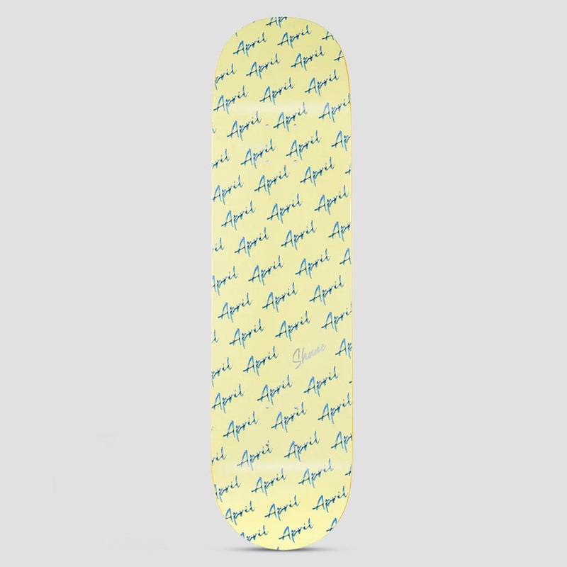 April 8.125 Shane Script Logo Skateboard Deck Yellow
