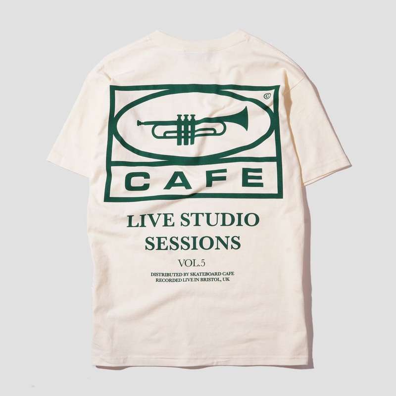 Skateboard Cafe 45 T-Shirt Cream / Forest Green Small