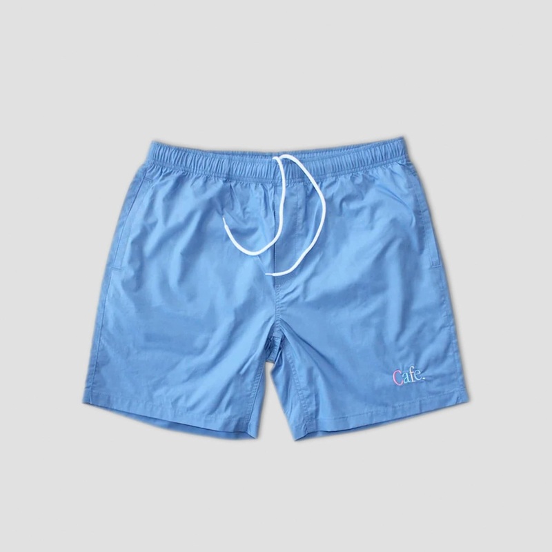 Skateboard Cafe Wayne Embroidered Swim Shorts Powder Blue Small