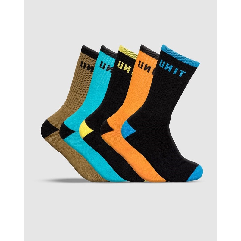 Unit React Bamboo Hi Lux Socks – 5 Pack MULTI 7 to 11