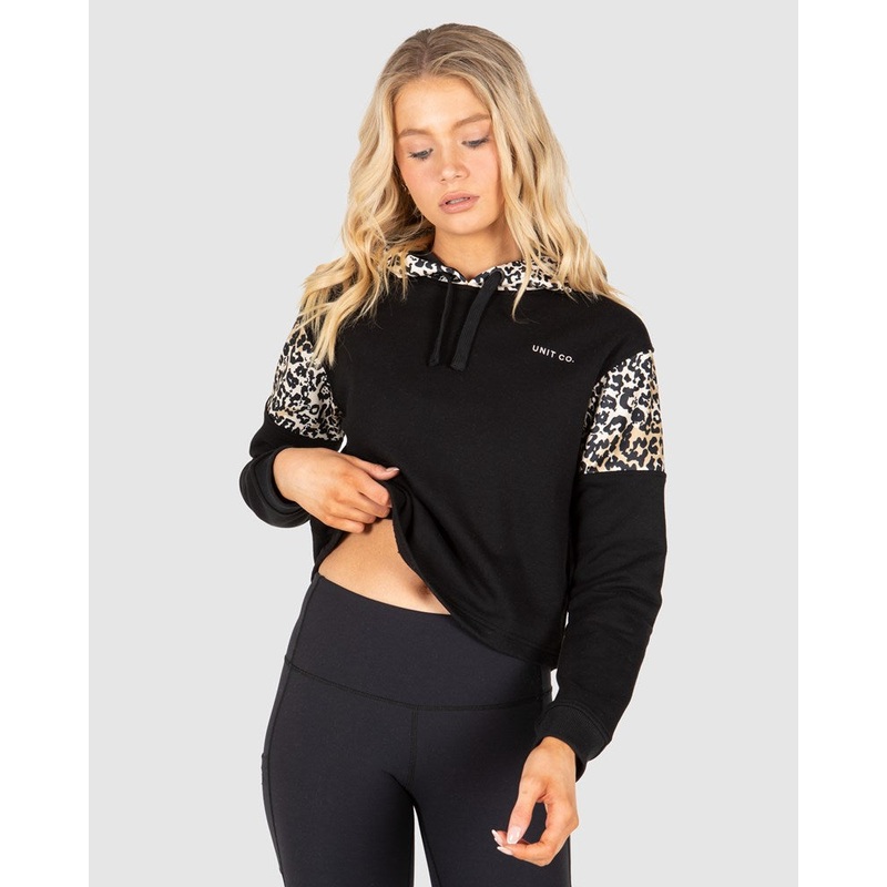 Unit Rebel Crop Ladies Hoodie BLACK 10/S