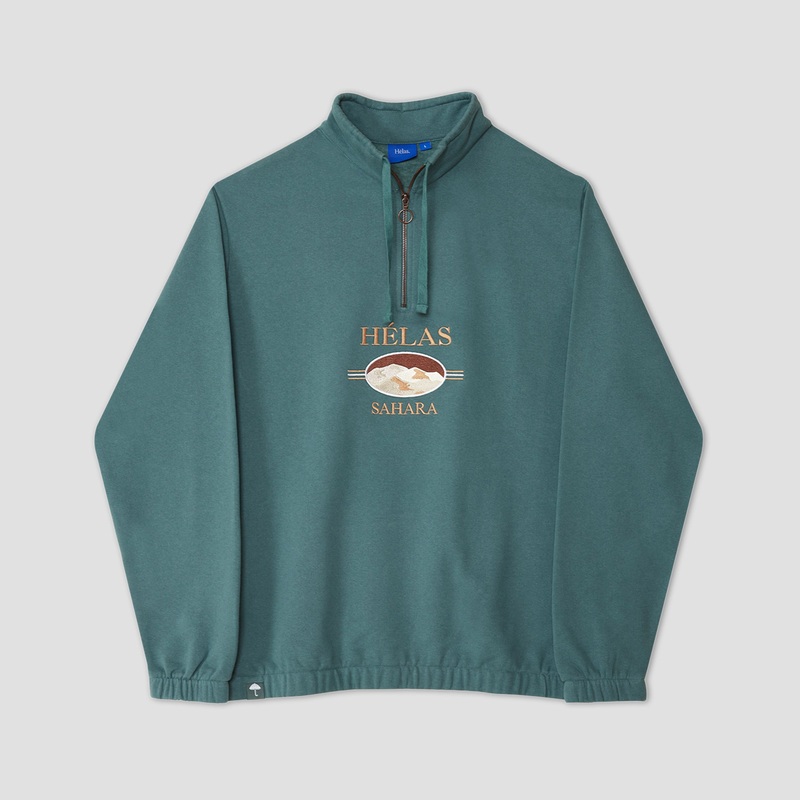 Helas Sahara Quarter Zip Khaki Green Small