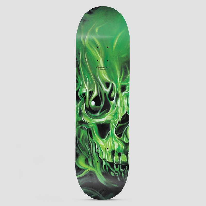 Sci-Fi Fantasy 8.25 Corey Glick Skulls Skateboard Deck Green