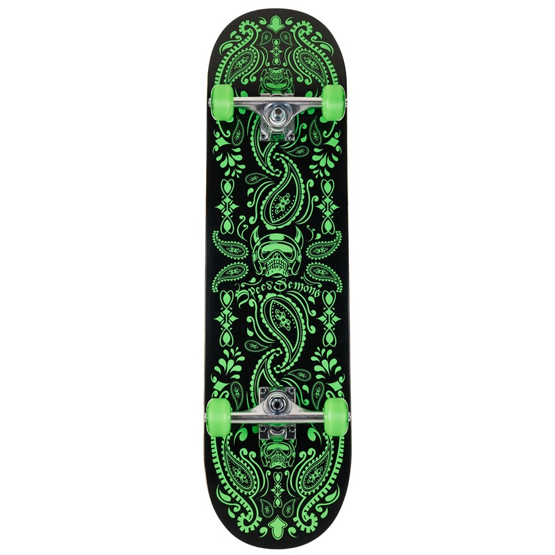 Speed Demons Bandana Black/Green Skateboard – 8.25″