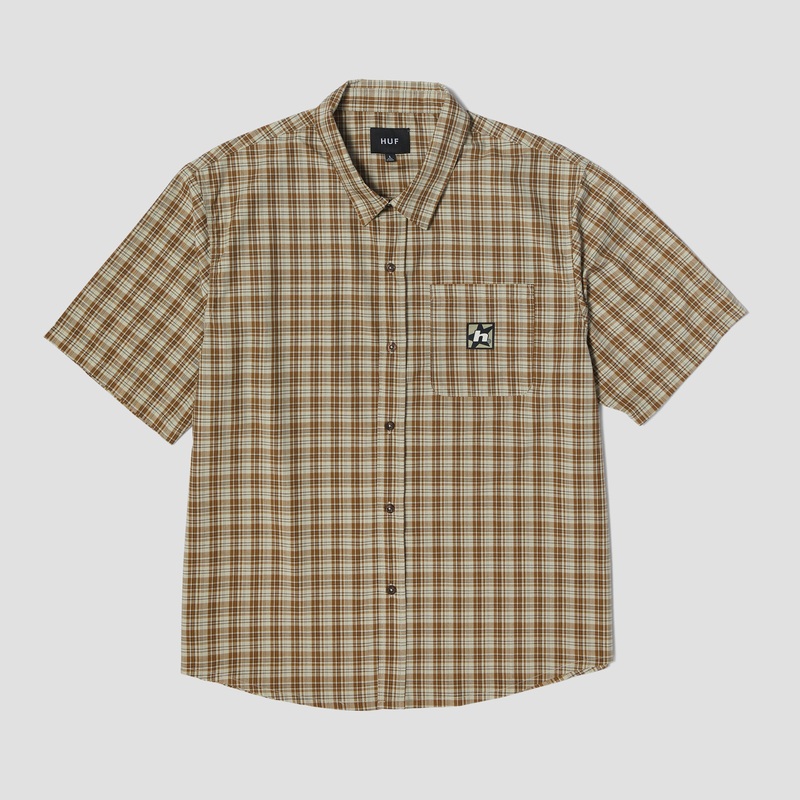HUF H Star Plaid Shortsleeve Shirt Putty Small