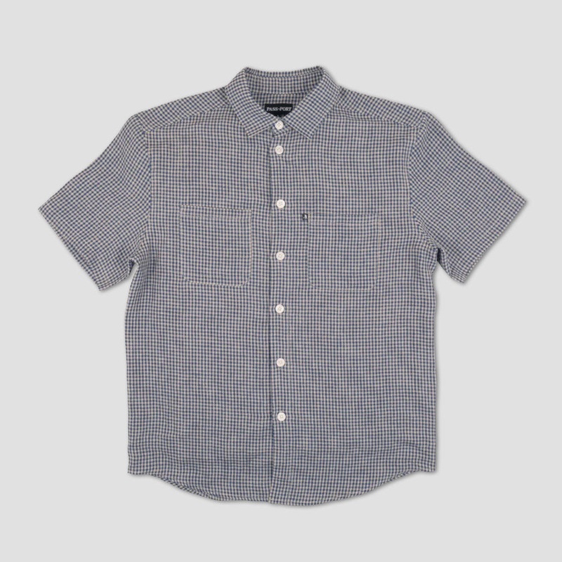 Passport Workers Check Shortsleeve Shirt Navy Small