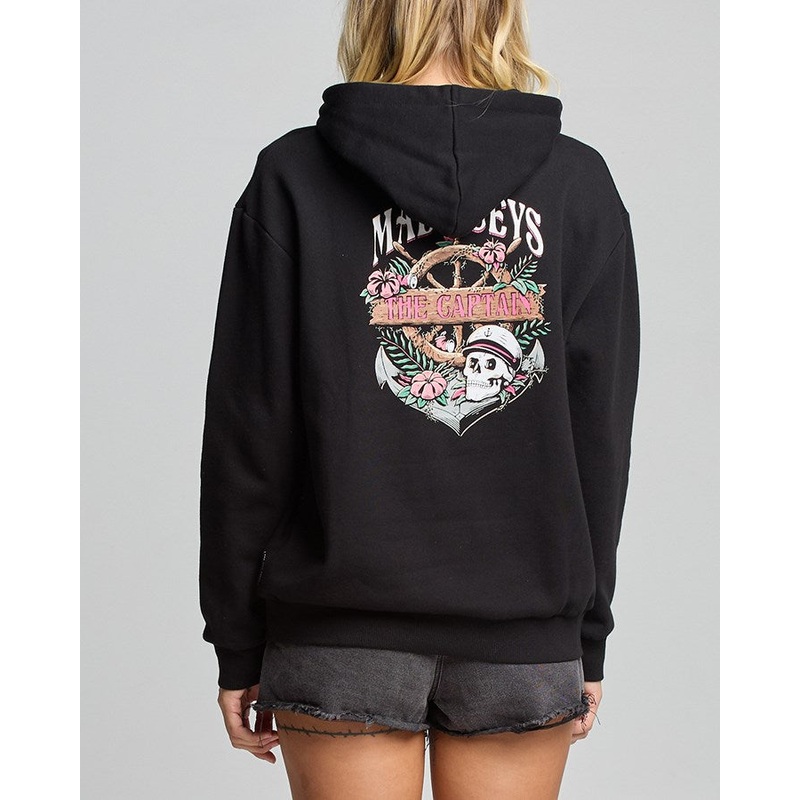 The Mad Hueys Shipwrecked Captain Womens Pullover BLACK XS