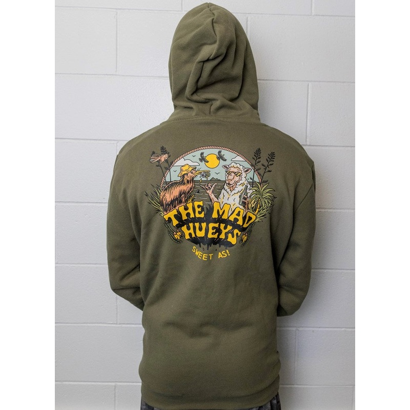 The Mad Hueys Sweet As NZ Pullover OLIVE S