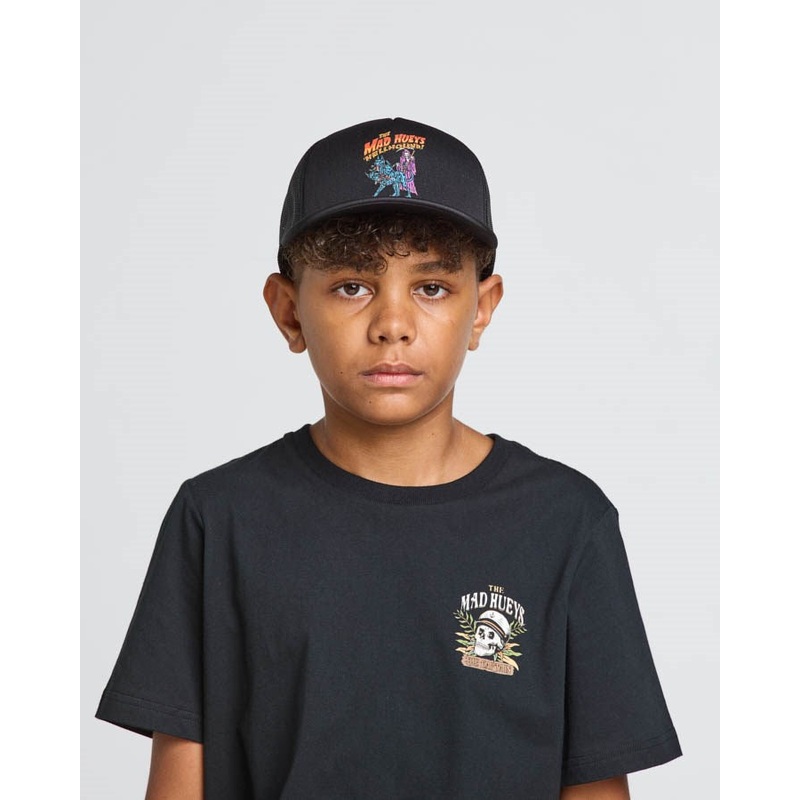 The Mad Hueys Hellhound Youth Foam Trucker BLACK OSFM