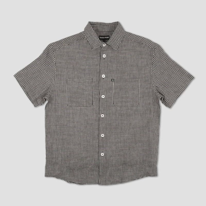 Passport Workers Check Shortsleeve Shirt Black Small