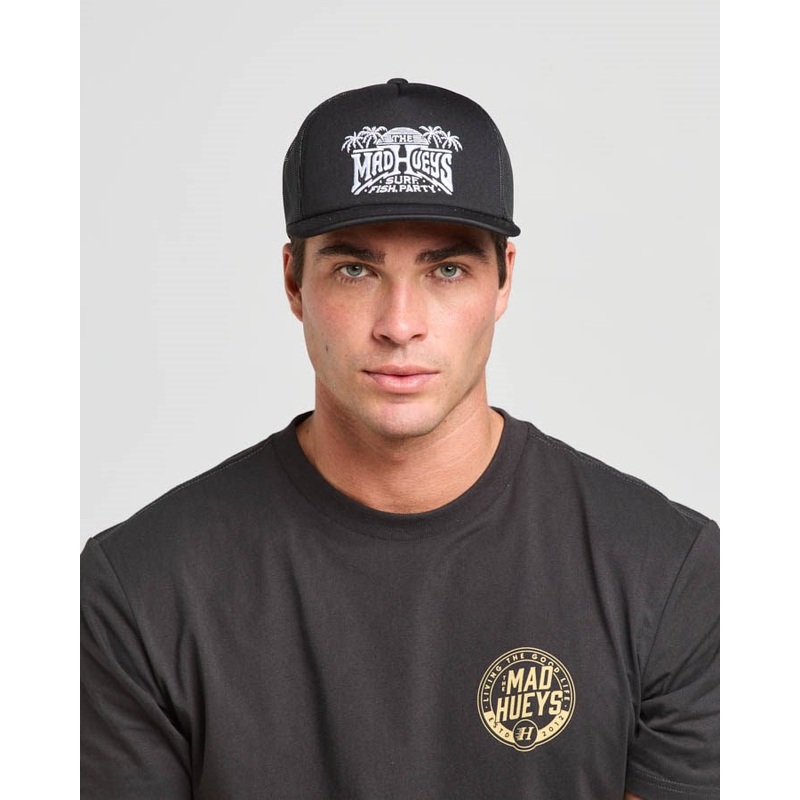 The Mad Hueys Palm Paradise Foam Trucker BLACK OSFM