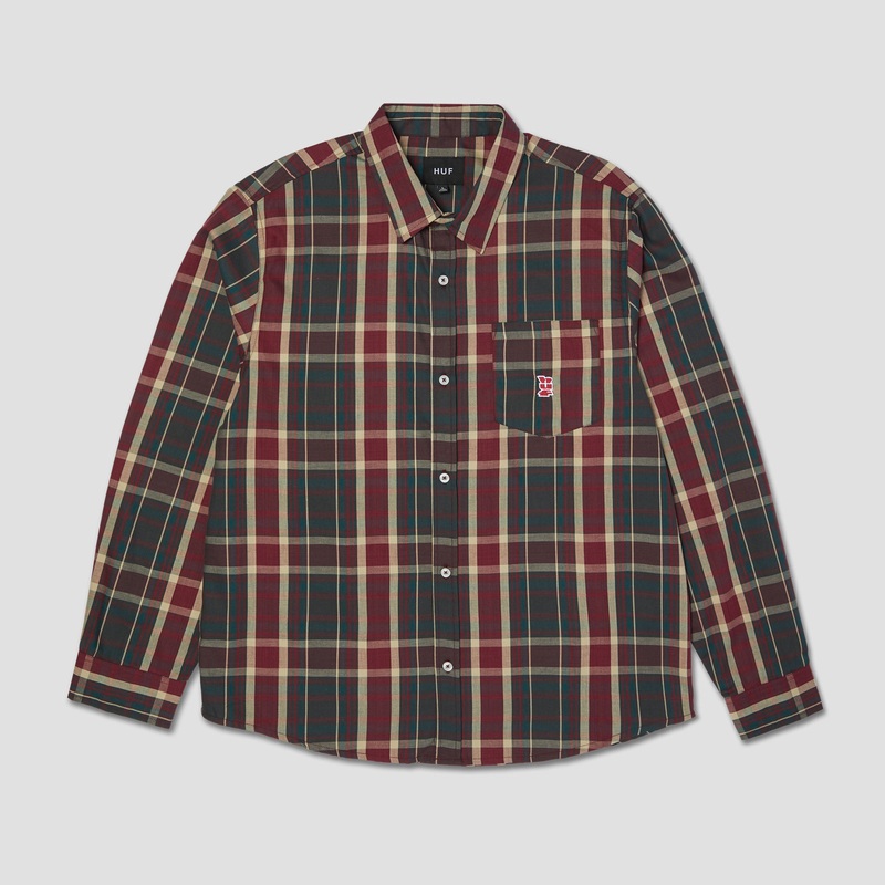 HUF Megablast Plaid Longsleeve Shirt Deep Wine Small