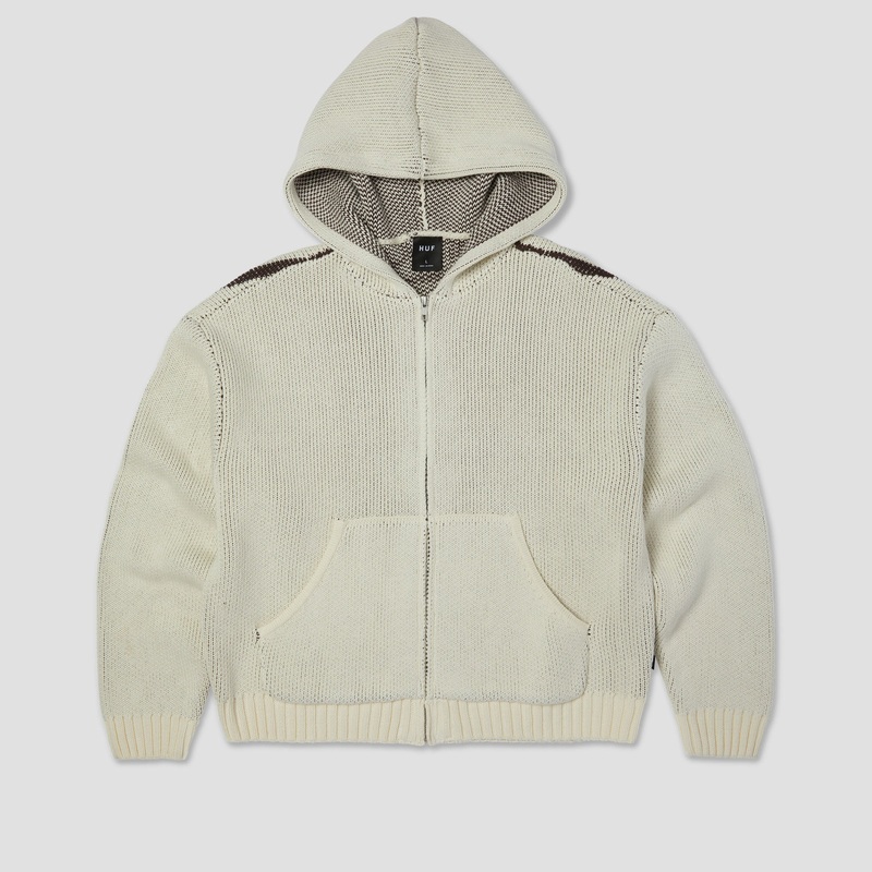HUF Token Zip Hooded Sweater Crew Bleach Small