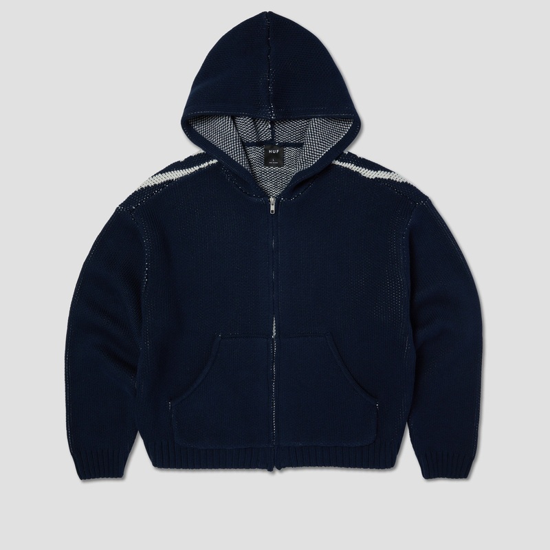 HUF Token Zip Hooded Sweater Crew Navy Small