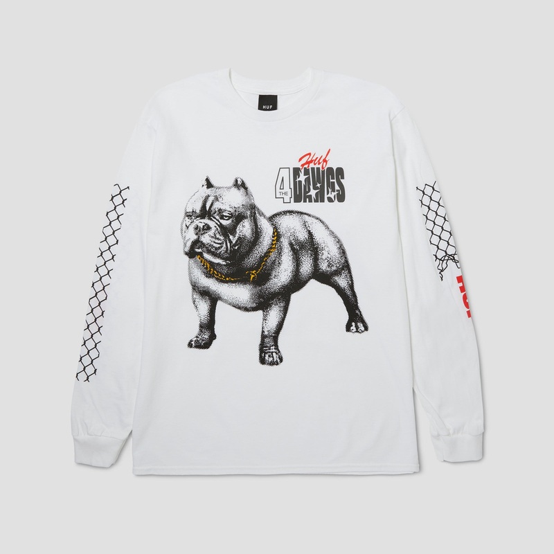 HUF 4 The Dawgs Longsleeve T-Shirt White Small