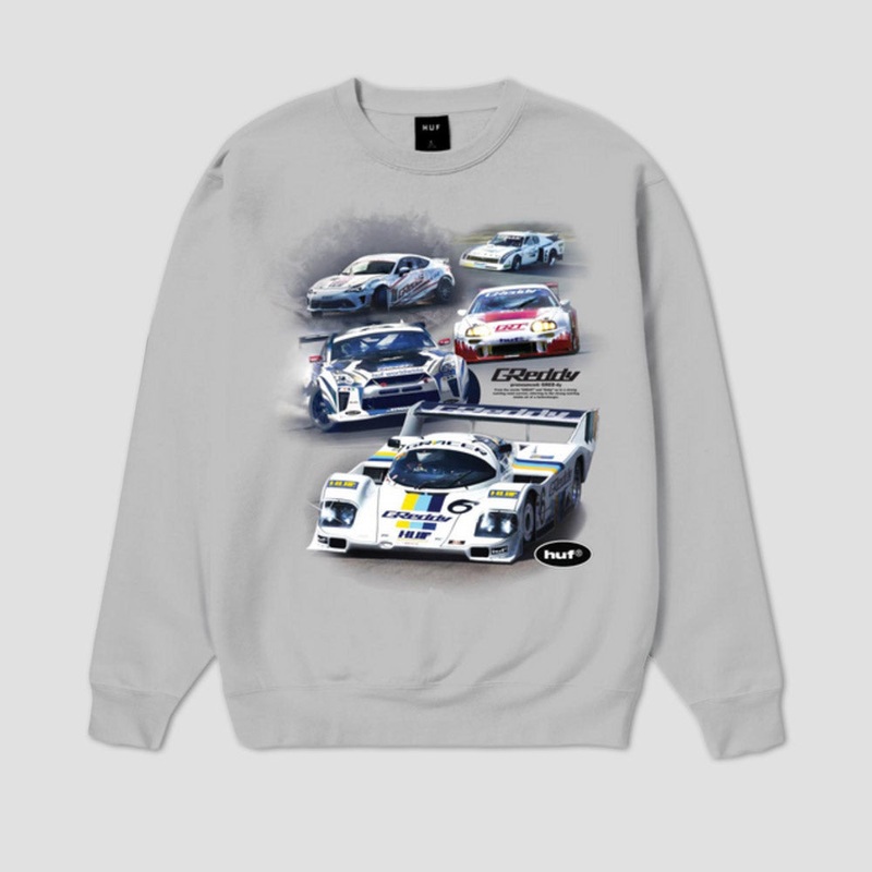 HUF Greddy Showcase Crew Heather Grey Small