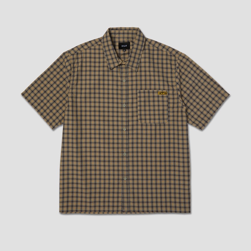 HUF Stretch Micro Plaid Shortsleeve Shirt Clay Small