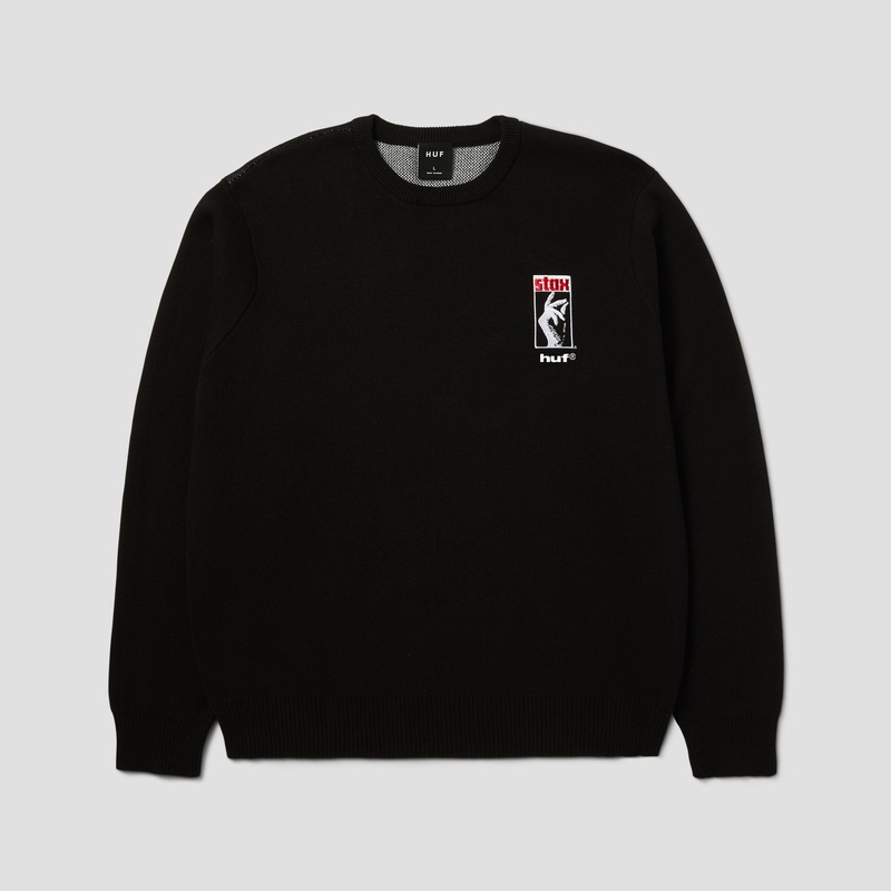 HUF X Isaac Hayes Black Moses Knit Sweater Crew Black Small