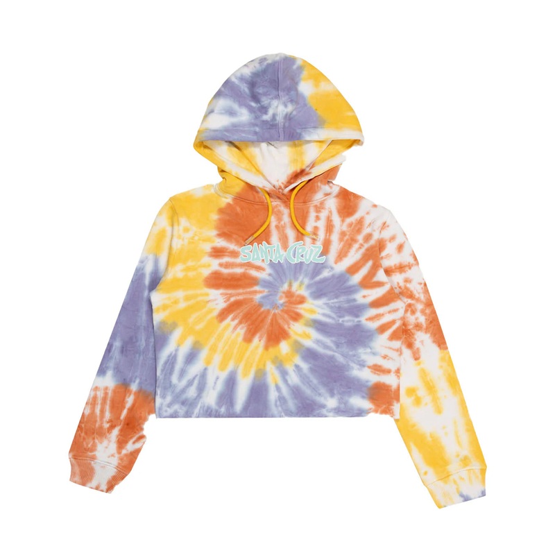 Santa Cruz SC Tropic Strip Front Girls Hoodie GOLD TIE DYE 6