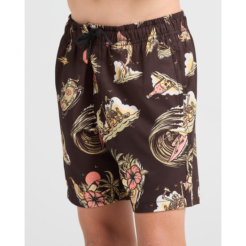 The Mad Hueys FROTHIN OUT | YOUTH 14″ SWIM VOLLEY SHORT VINTAGE BLACK 6