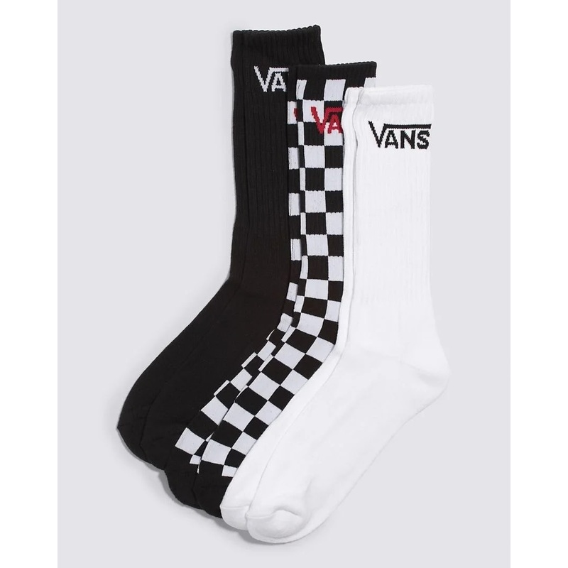 Vans Classic Crew Socks 3 Pack – Black / White BKW 6.5 to 9