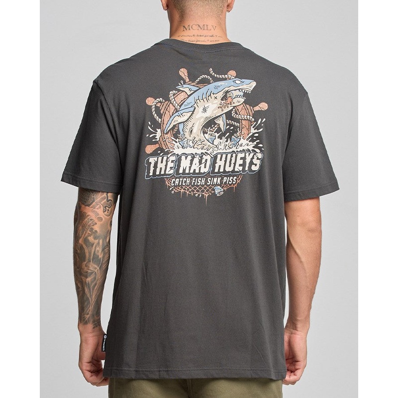 The Mad Hueys CATCH FISH | SS TEE VINTAGE BLACK S