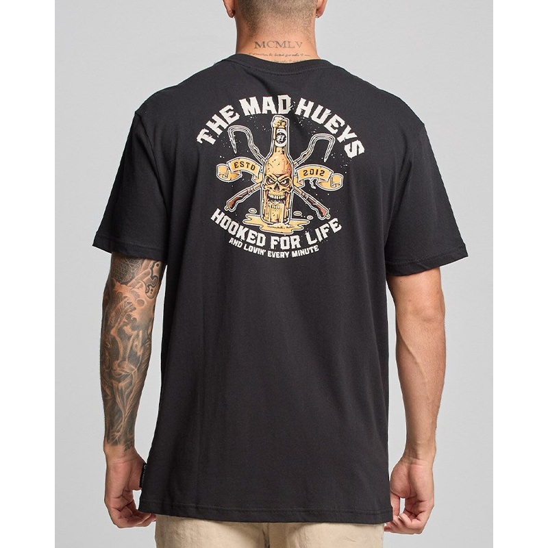 The Mad Hueys HOOKED FOR LIFE | SS TEE BLACK S