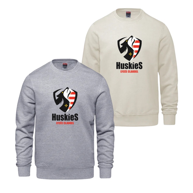 LYCE CLAUDEL CHANDAIL CX2 CREW SWEATSHIRT AVEC IMPRESSION HUSKIES Gray YS