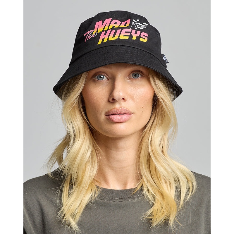 The Mad Hueys SEE YOU ON THE TRACK | WOMENS BUCKET HAT BLACK OSFM