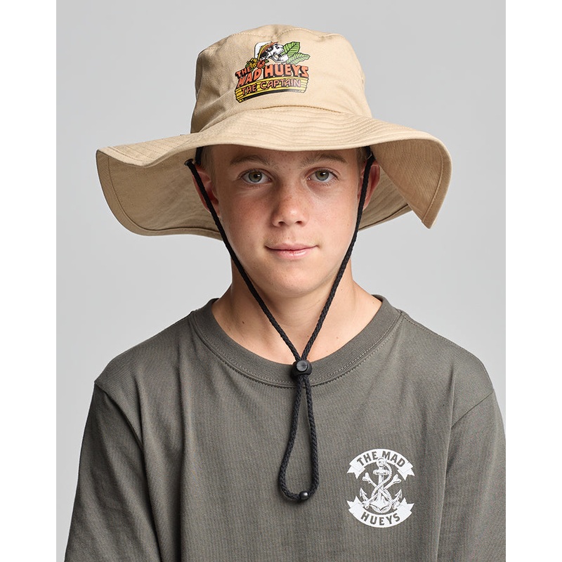 The Mad Hueys THE ISLAND CAPTAIN | YOUTH WIDE BRIM HAT TAN OSFM