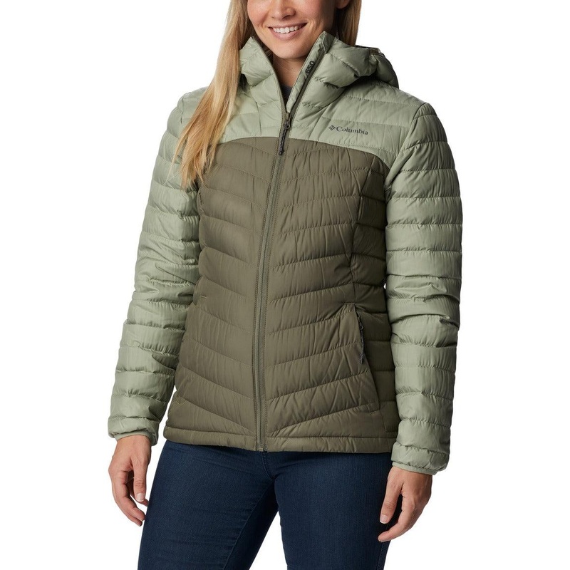Columbia Westridge Hooded Down Jacket – Women XS Safari/Stone Green