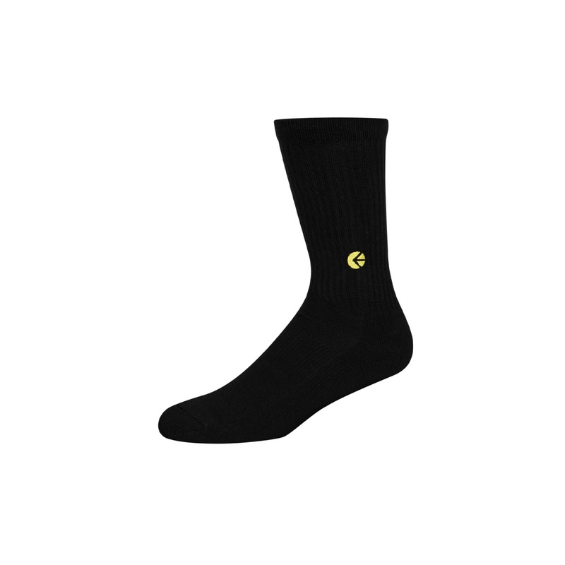 Ethika Boys Black Crew Sock – Yellow Logo M