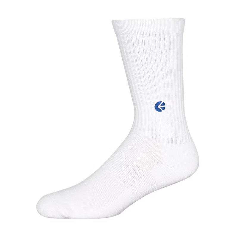 Ethika Mens White Crew Socks – Blue Logo M