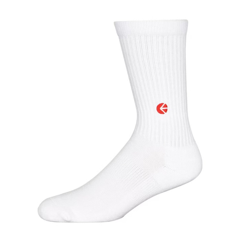 Ethika Mens White Crew Socks – Red Logo M